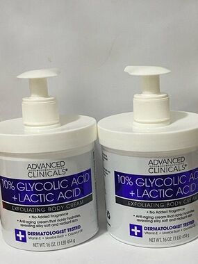 2X Advanced Clinicals Exfoliating body cream Glycolic Acid & Lactic Acid 16fl.oz